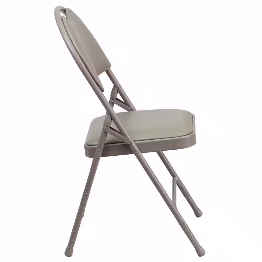 Flash Furniture Hercules Series Extra Large Ultra-Premium Triple Braced Gray Vinyl Metal Folding Chair with Easy-Carry Handle
