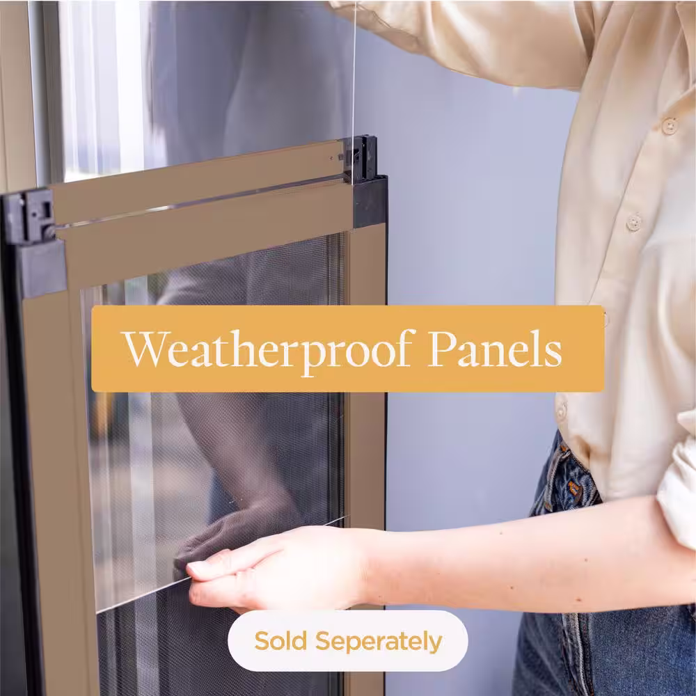 Hakuna Pets 11.02 in. x 16.14 in. Large Bronze Patio Pet Door Insert, Adjustable up to 7 ft., Suitable for Sliding Doors