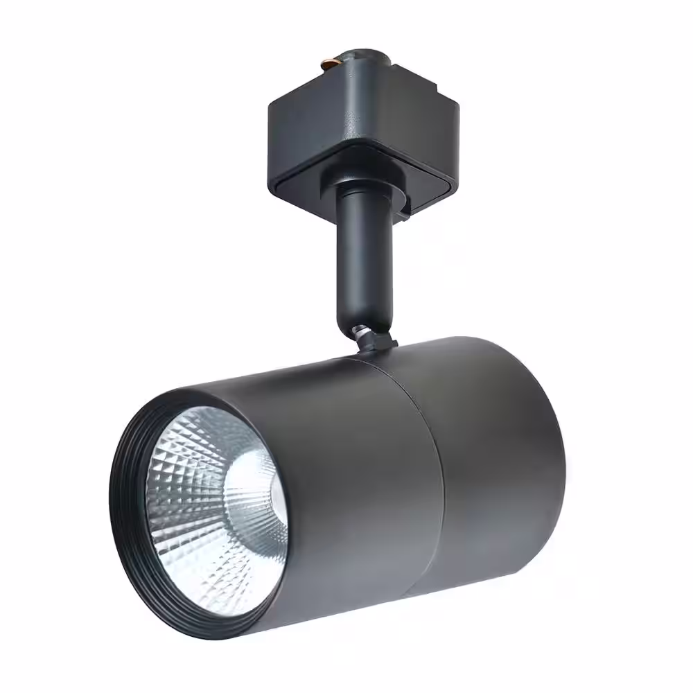 Hampton Bay 1-Light Black Integrated LED Linear Track Lighting Mini Cylinder Step Head