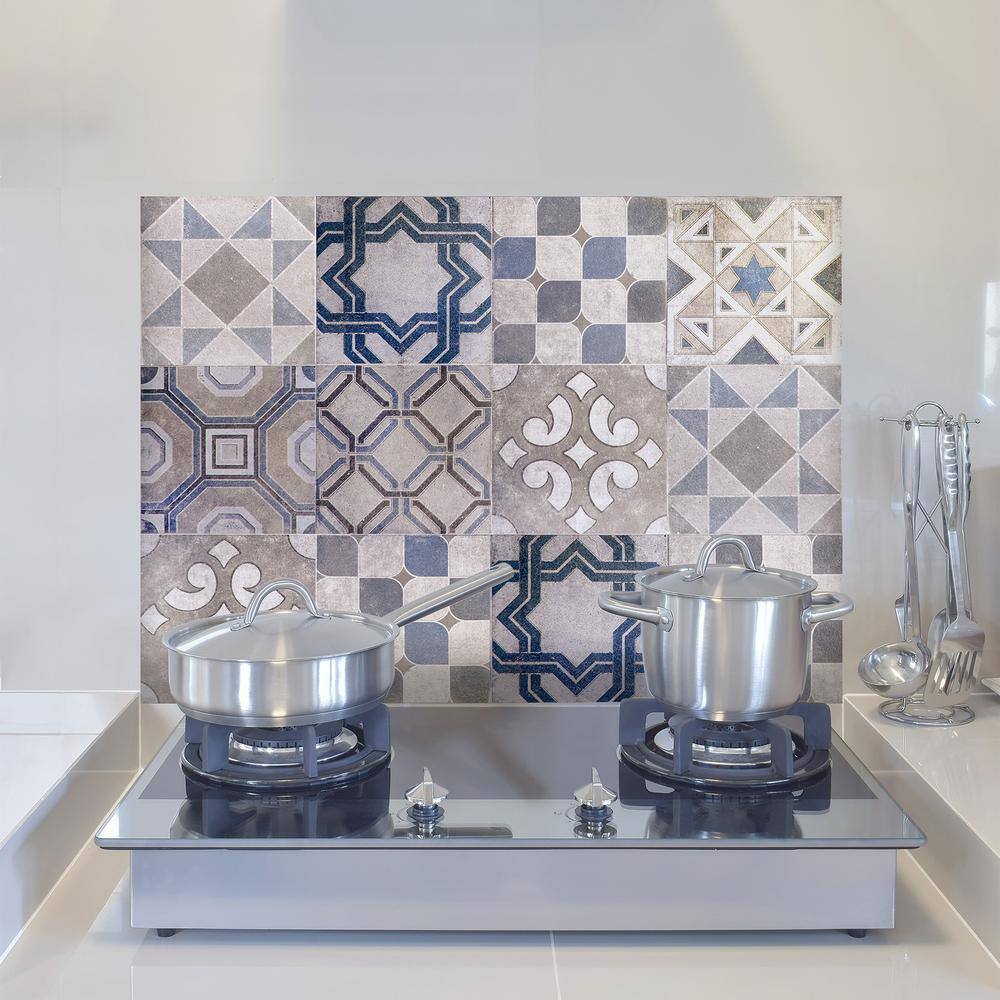 Brewster Blue Vintage Tiles Kitchen Panel Wall Decal