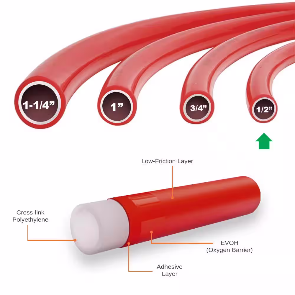 The Plumber's Choice 1/2 in. x 1000 ft. Red PEX Tubing Oxygen Barrier Radiant Heating Pipe
