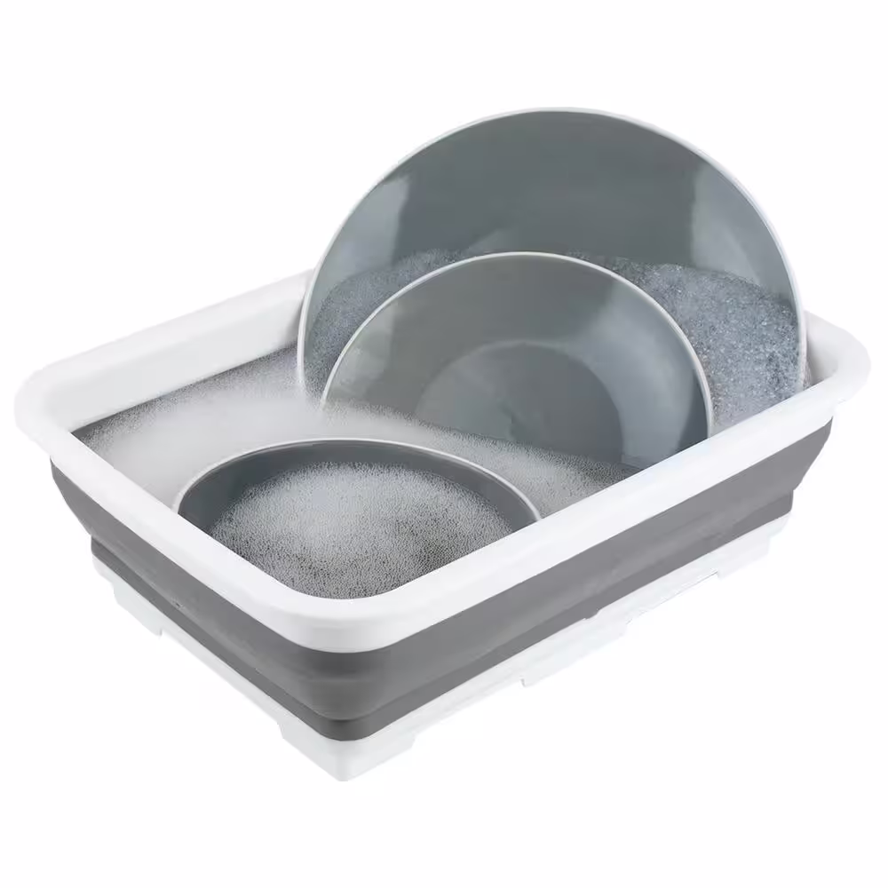 None Grey Collapsible Washing BIn
