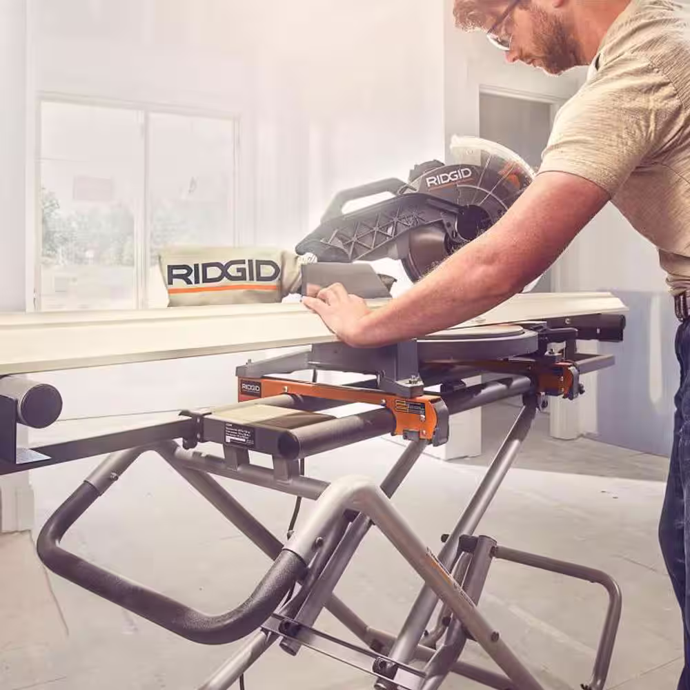 RIDGID Universal Mobile Miter Saw Stand with Mounting Braces and Black Fine Point Permanent Workshop Marker