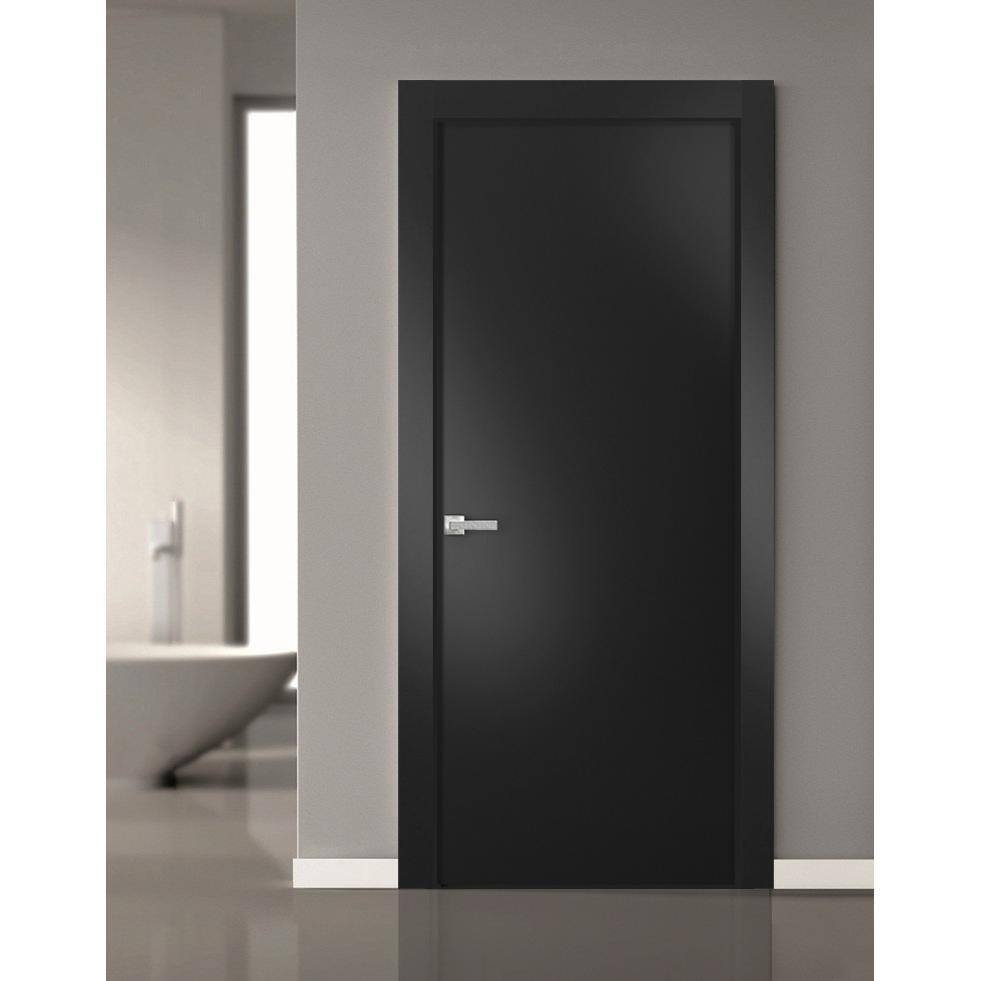 Sartodoors 0010 32 in. x 80 in. Flush No Bore Black Finished Pine Wood Interior Door Slab with Hardware