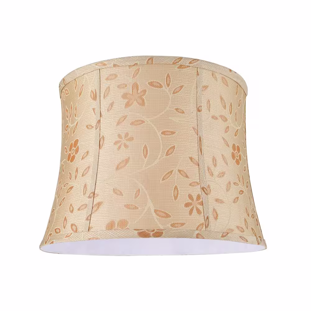Aspen Creative Corporation 16 in. x 12 in. Gold and Floral Design Bell Lamp Shade