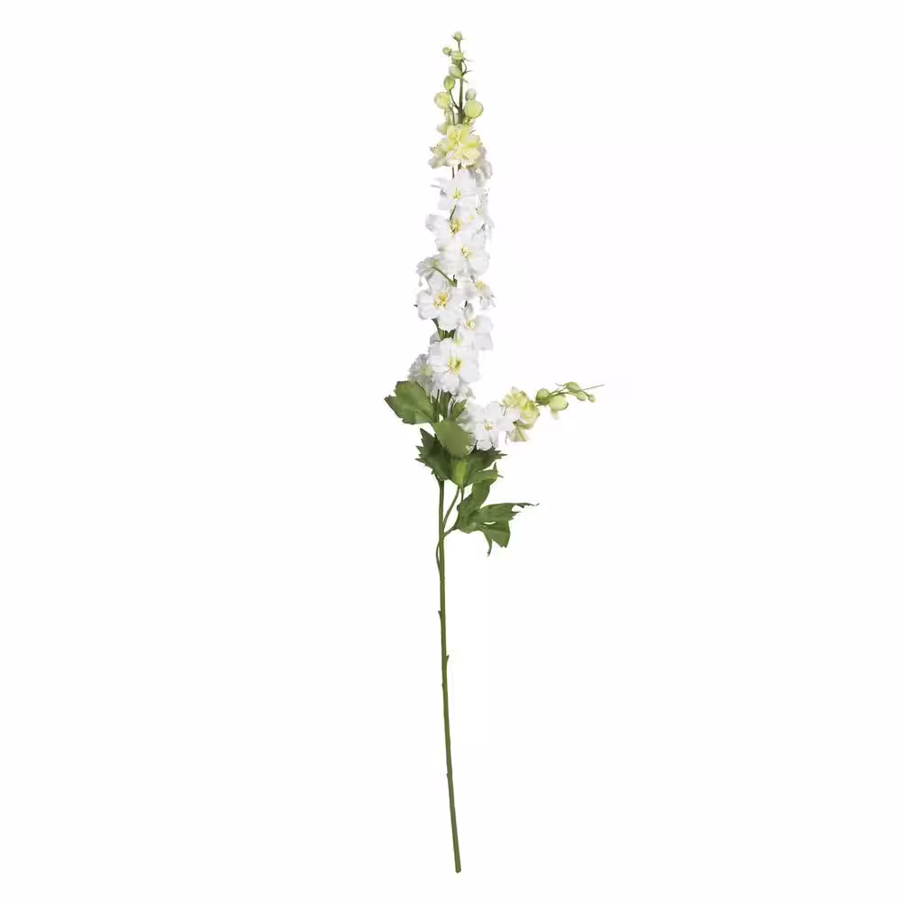 Nearly Natural 38.5 in. Artificial H White Delphinium Stem (Set of 12)