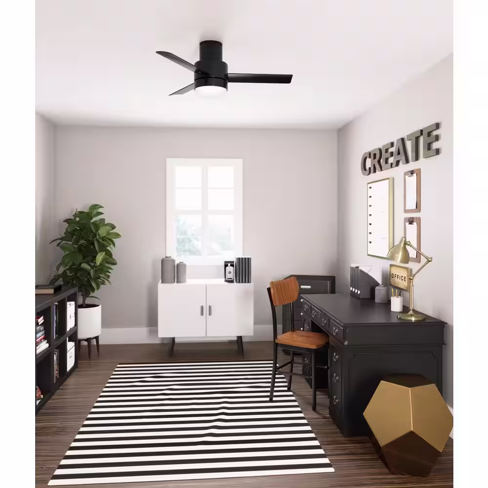 Hunter Gilmour 44 in. LED Indoor/Outdoor Matte Black Ceiling Fan with Light Kit and Remote