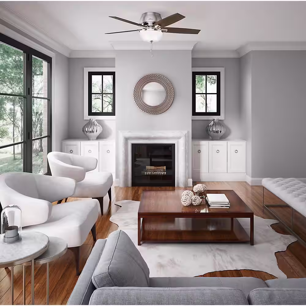 Hunter Donegan 52 in. LED Indoor Low Profile Brushed Nickel Bowl Ceiling Fan