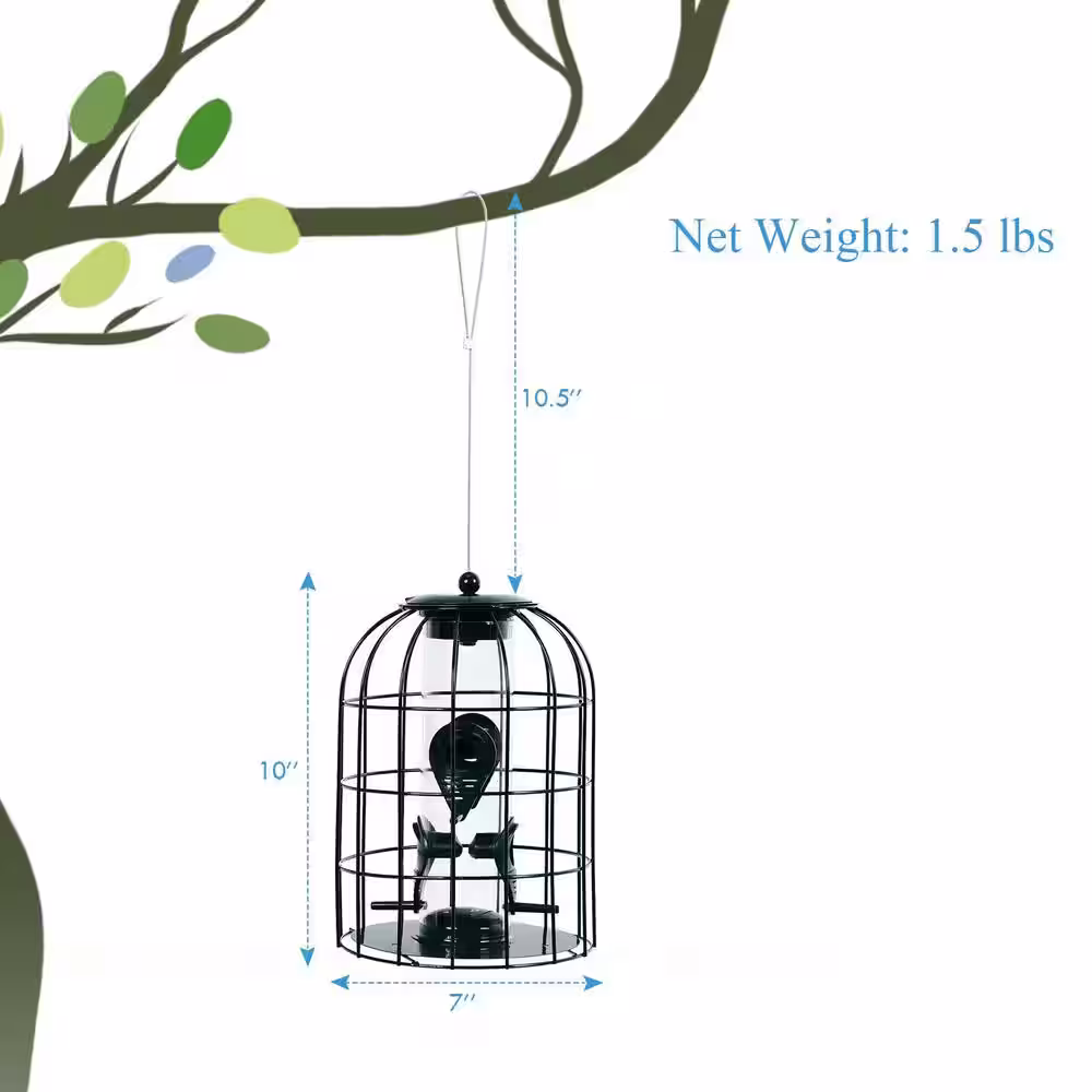 ANGELES HOME Squirrel-Proof Caged Tube Wild Bird Feeder Outdoor Metal Seed Guard Deterrent