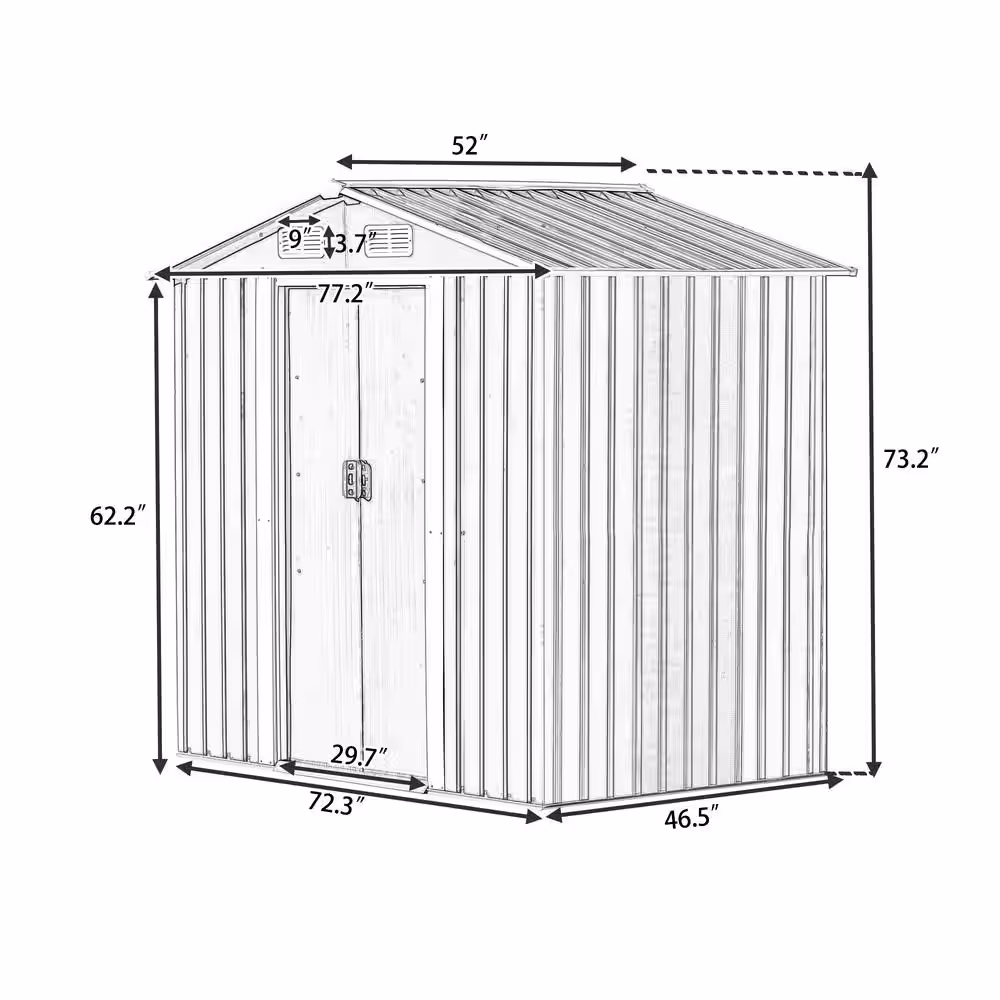 None 6 ft. W x 4 ft. D Brown Metal Storage Shed with Door Locks and Ventilation Holes 24 sq. ft.