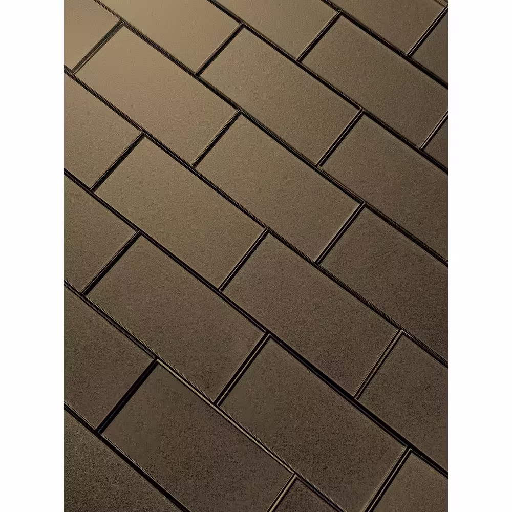 ABOLOS Transitional Design Glossy Bronze Subway 3 in. x 6 in. Glass Decorative Wall Tile (14 sq. ft./Case)
