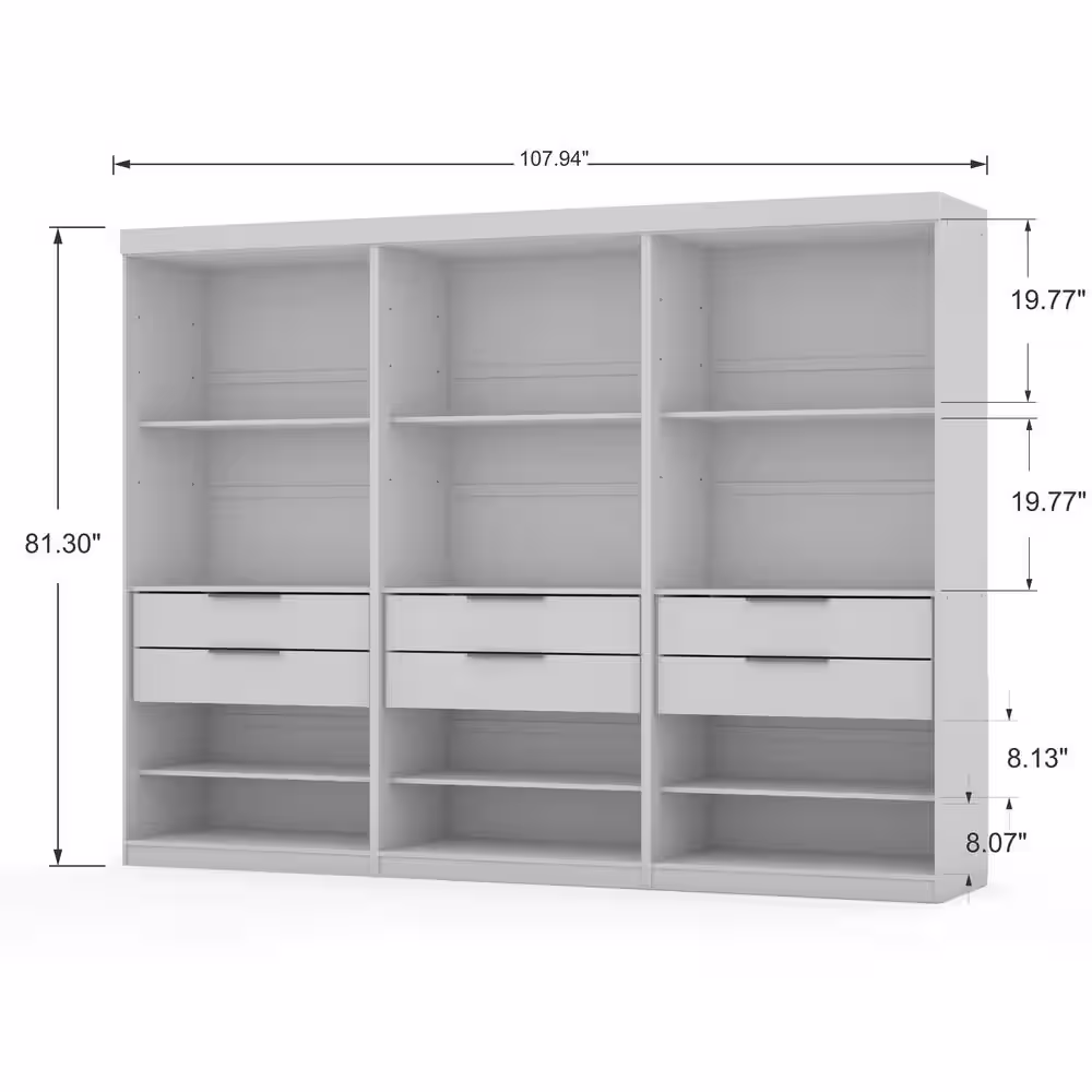 Luxor Ramsey 2.0 White Wardrobe Closet (Set of 3)