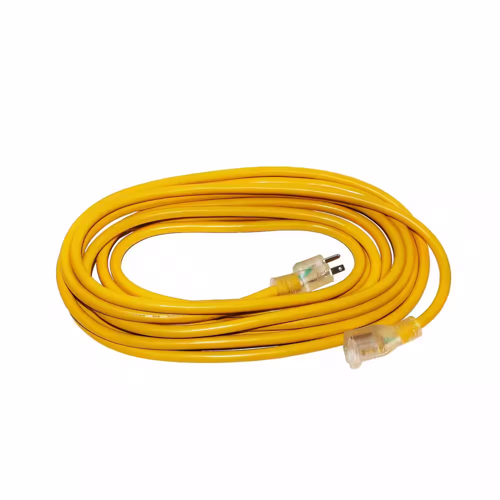 None 25 ft. 12/3 SJTW 15 Amp 300V 1875-Watt 3-Prong Oil Resistant Light End Indoor/Outdoor Heavy-Duty Extension Cord (2-Pack)
