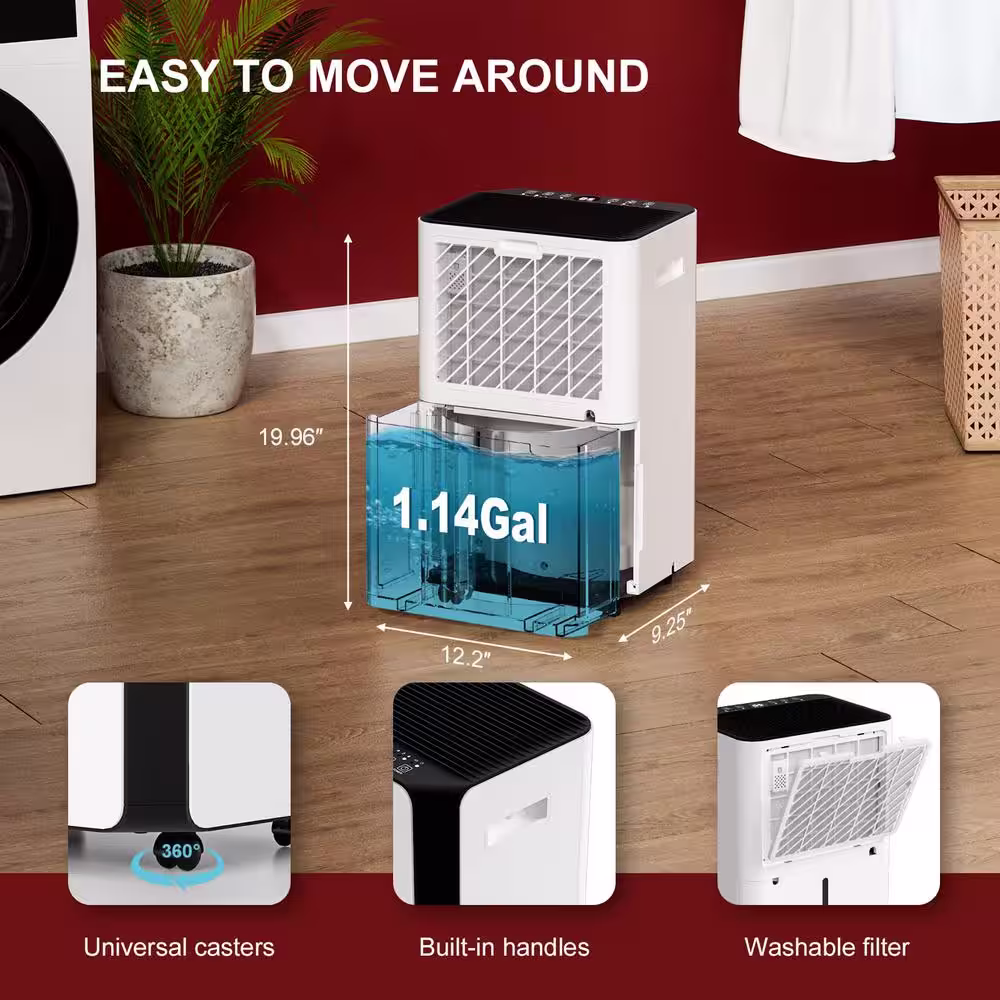 None 45 pt. 3500 sq. ft. Bucketless Home Dehumidifier in. White with Drain Hose