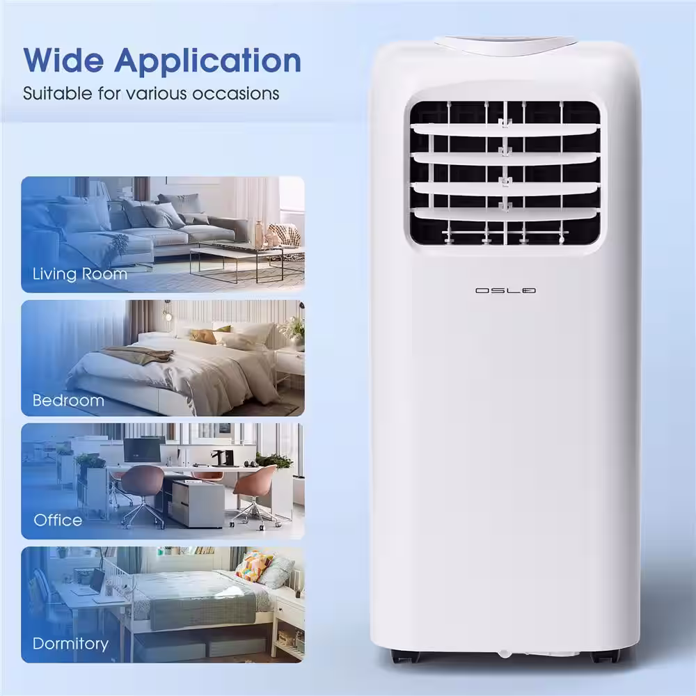 Costway 8000 BTU Portable Air Conditioner Cools 250 Sq. Ft. with Dehumidifier Remote in White