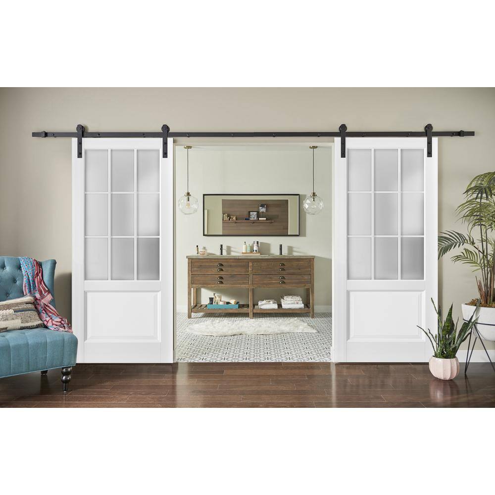 Sartodoors 3309 36 in. x 80 in. Solid Core 3/4 Lite Frosted Glass White Finished Wood Interior Door Slab