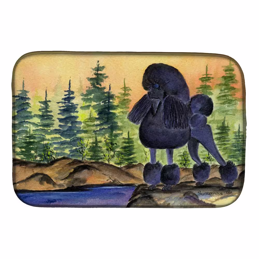 Caroline's Treasures 14 in. x 21 in. Multicolor Poodle Dish Drying Mat