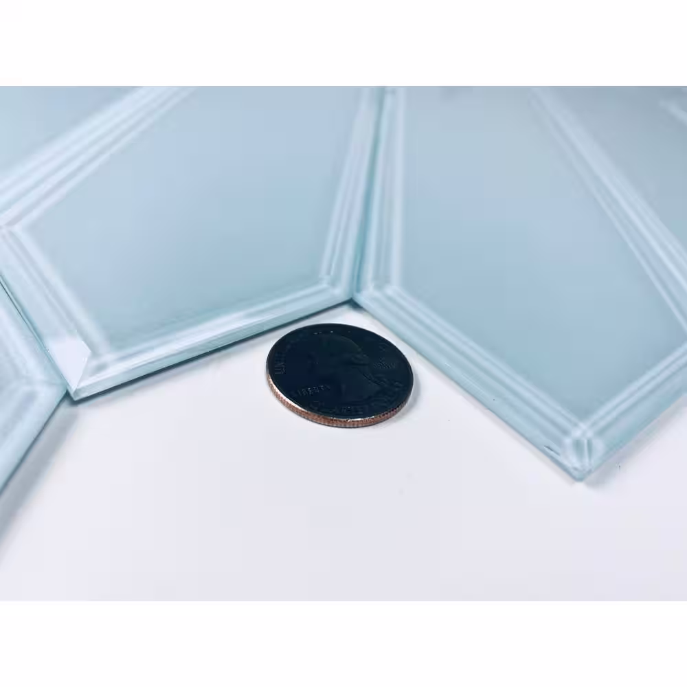 ABOLOS Frosted Elegance Glossy Blue Beveled Picket 3 in. x 12 in. Glass Peel and Stick Wall Tile (9.24 sq. ft./Case)
