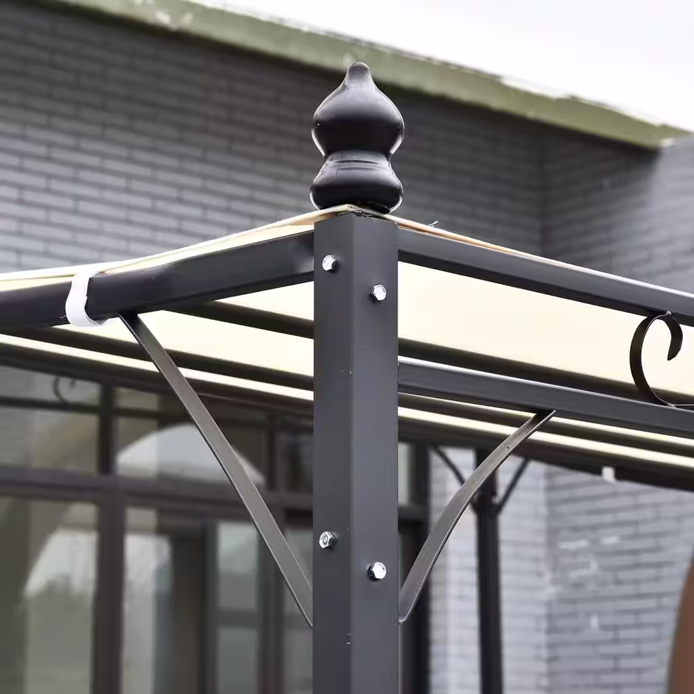 Outsunny 10 ft. x 10 ft. x 8 ft. Steel Frame Pergola Patio Canopy Gazebo with Durable and Spacious Weather-Resistant Design White