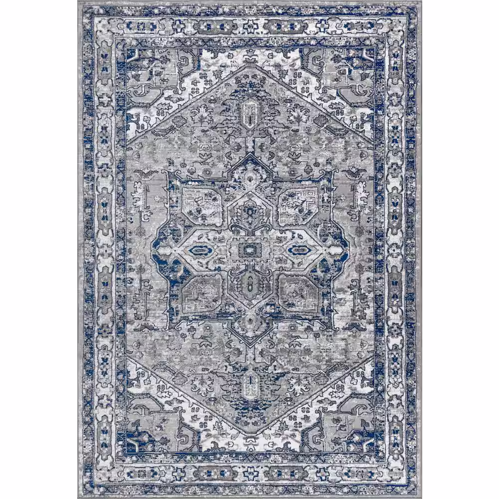 JONATHAN Y Modern Persian Vintage Grey/Navy 8 ft. x 10 ft. Medallion Light Area Rug
