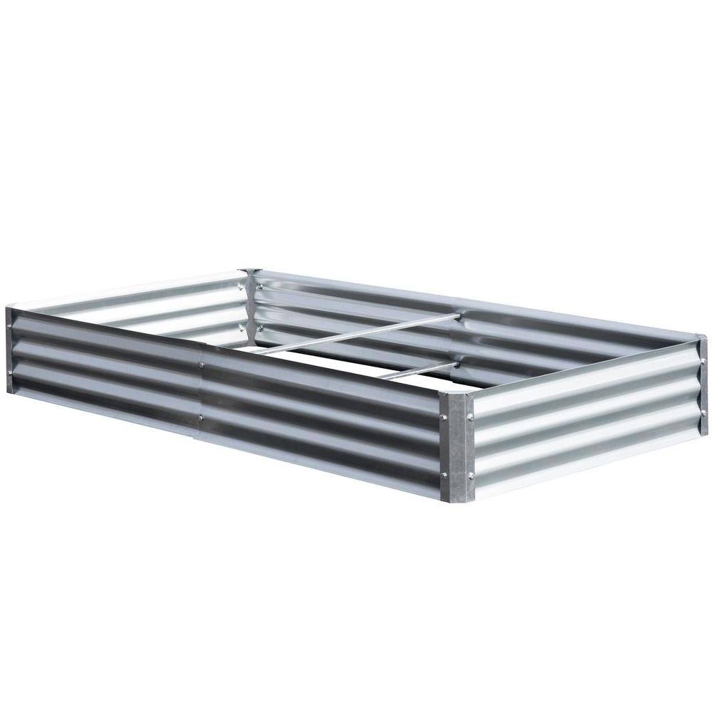EarthMark Bajo Series 40 in x 76 in. x 10 in. Galvanized Metal Raised Garden Bed Bundle
