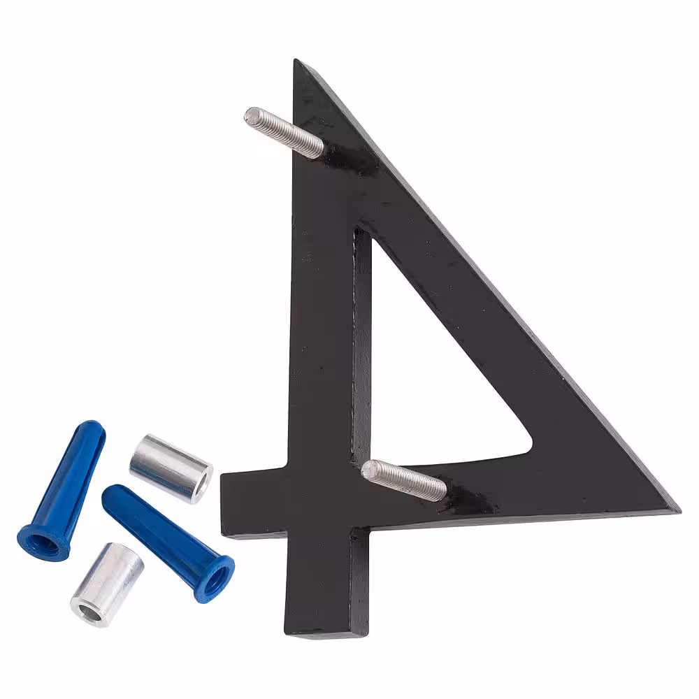 Montague Metal Products 4 in. Black Aluminum Floating or Flat Modern House Number 4