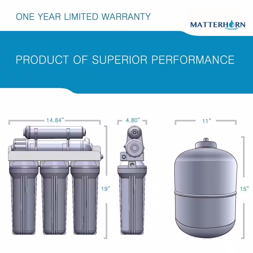 Matterhorn 6-Stage Under-Sink Superior Reverse Osmosis UV Water Filter System 50 GPD Membrane