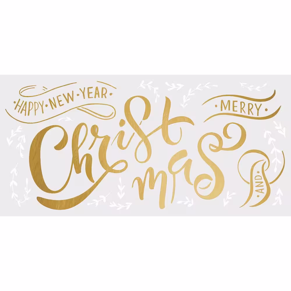 RoomMates White and Gold Merry Christmas Quote Giant Wall Decals with Metallic Ink