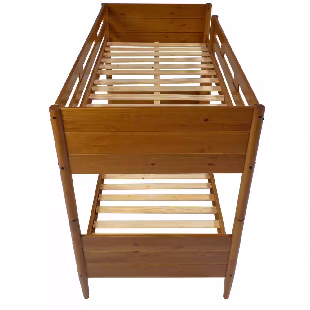 None Mid Century Castahno Twin Size Bunk Bed