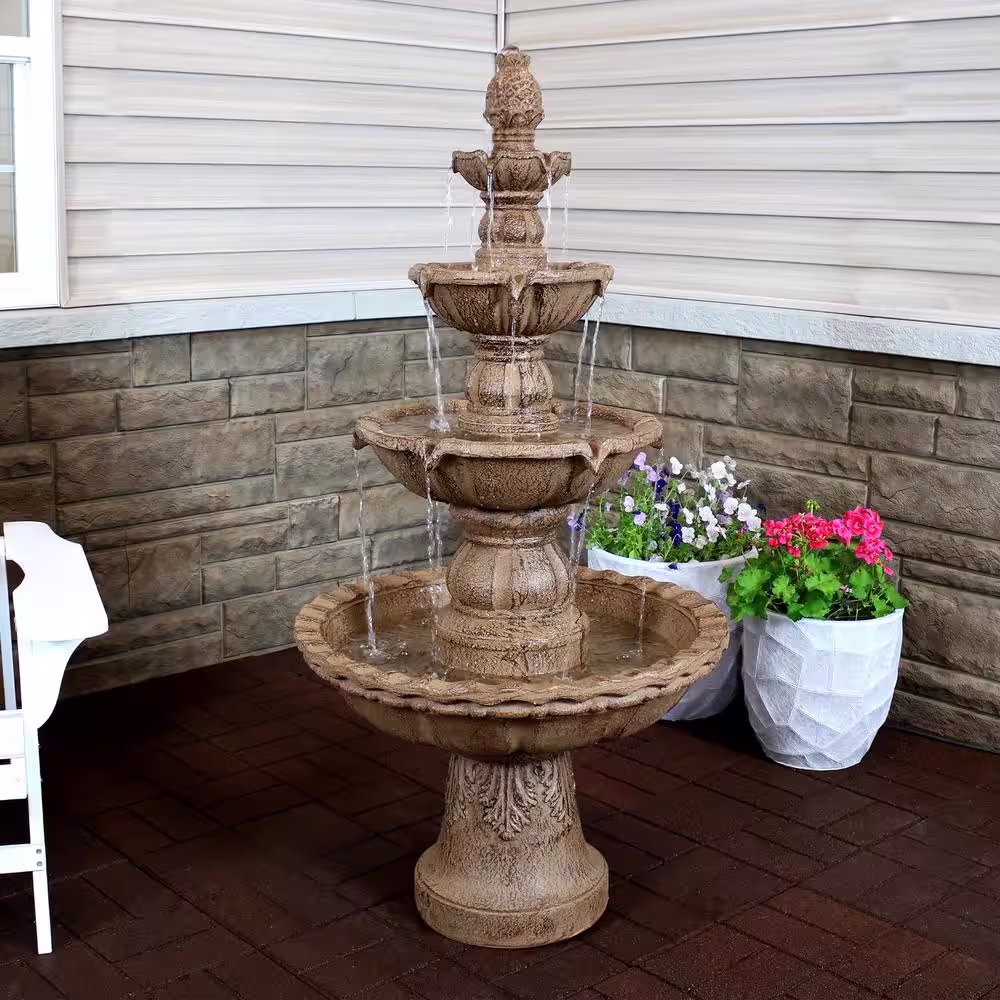 Sunnydaze Decor 4-Tier Electric Pineapple Water Fountain in Earth