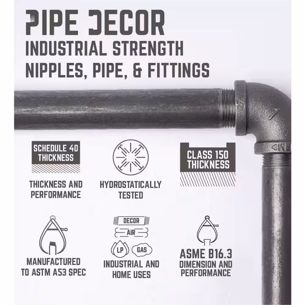 Pipe Decor 1/2 in. Black Pipe 16.5 in. W x 19.5 in. H 
