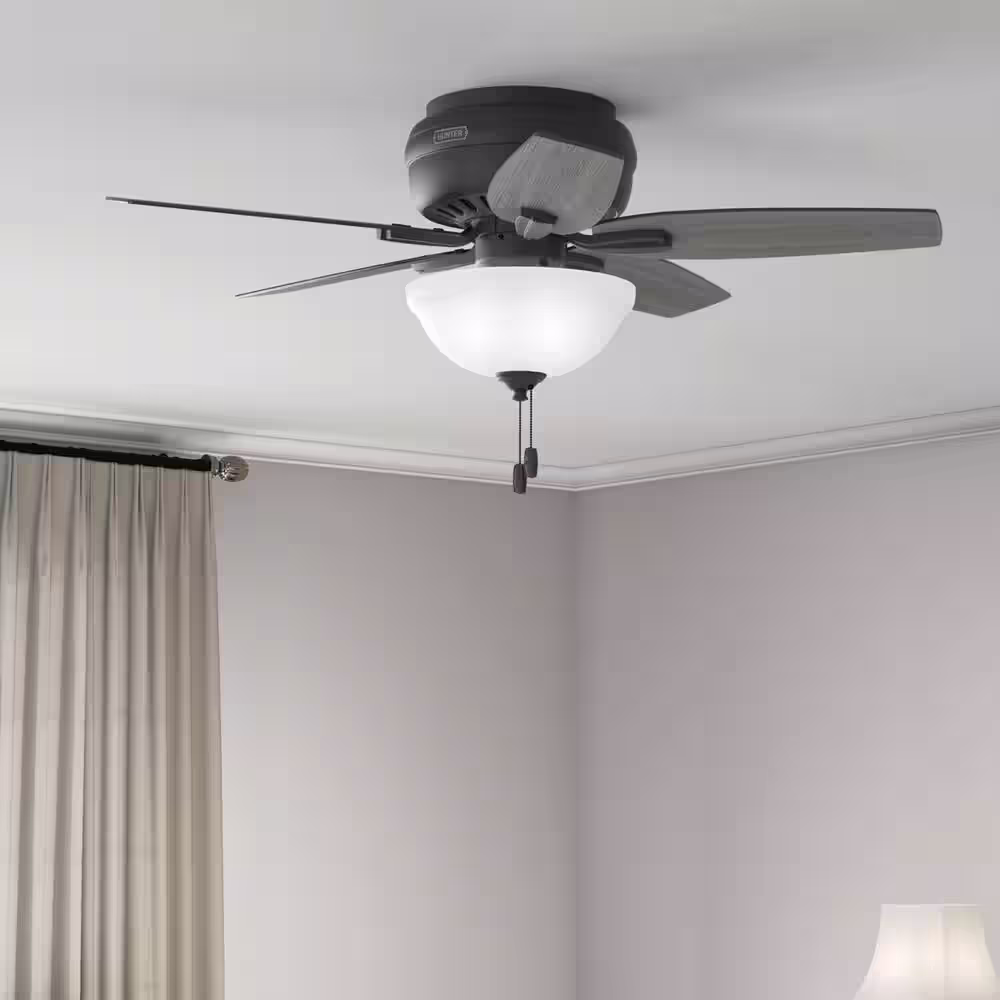 Hunter Newsome 42 in. Indoor Matte Black Ceiling Fan with Light Kit Included