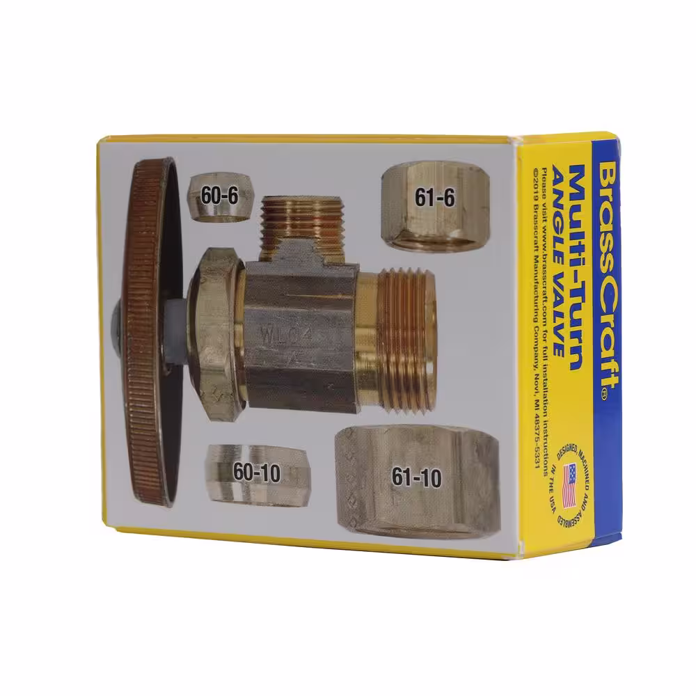 BrassCraft 1/2 in. Nominal Compression Inlet x 3/8 in. O.D. Compression Outlet Multi-turn Rough Brass Angle Valve
