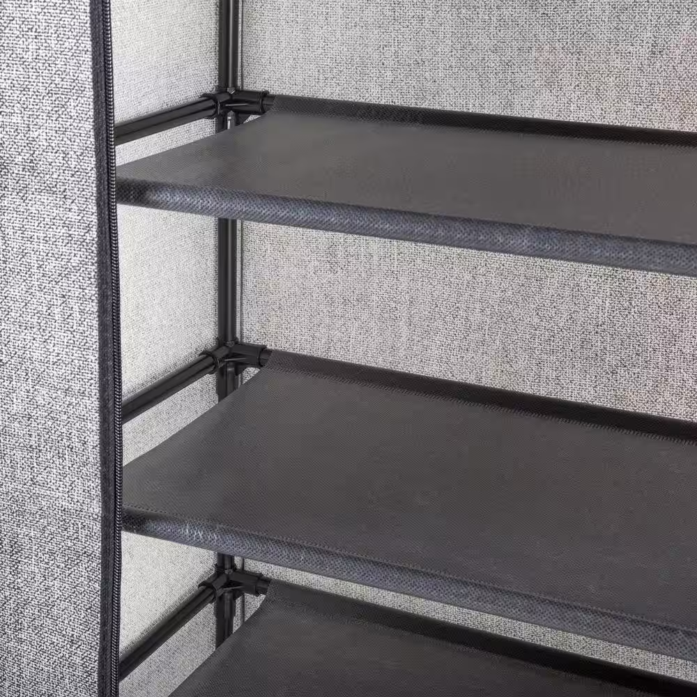 Simplify 55.12 H 24-Pair 8-Tier Black Fabric Shoe Rack