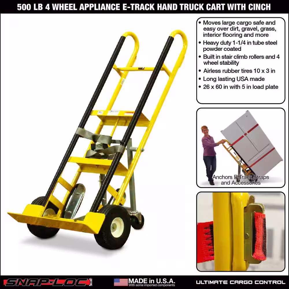 SNAP-LOC 400 lbs. 4-Wheel Appliance Cart with Airless Tires