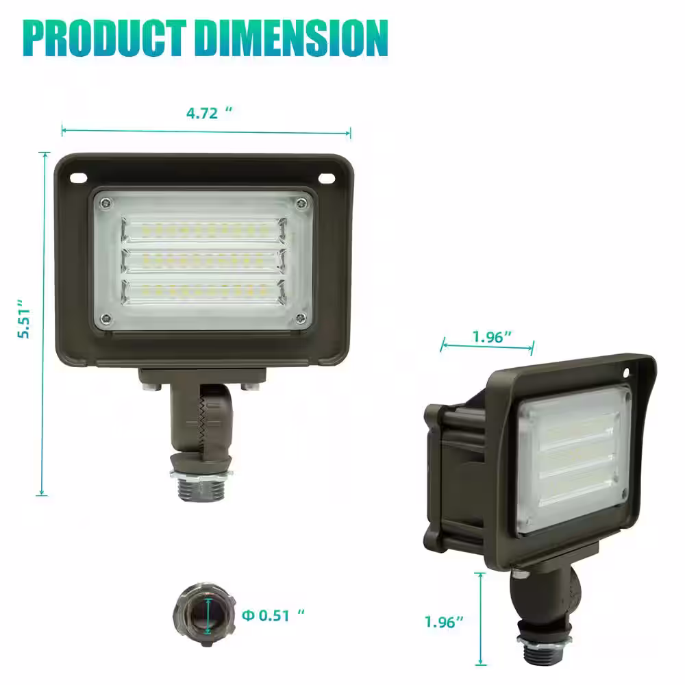 None 30-Watt 120-Degree Bronze Outdoor Integrated LED Flood Light with Dusk to Dawn Photocell 4200 Lumens