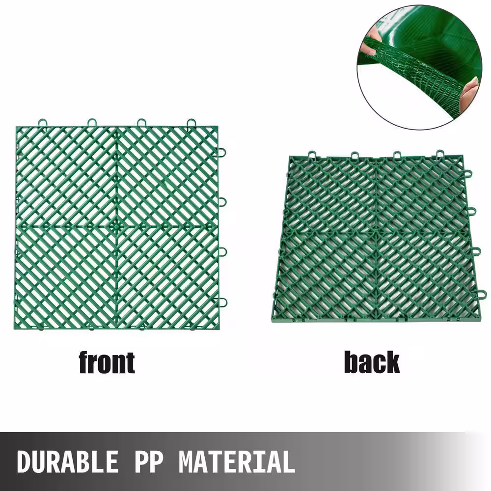 VEVOR 12 in. x 12 in. x 0.5 in. Drainage Tiles in Green Interlocking Floor Tiles Deck Tile for Pool Shower Deck Patio(55-Pack)