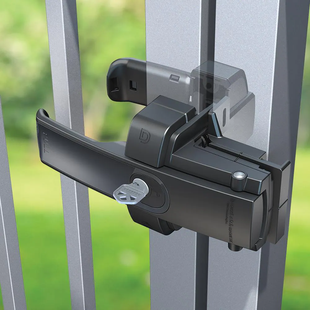 LOKKLATCH Black Polymer and Stainless Steel Premium Two-way Magnetic Self-latching Fence Gate Latch