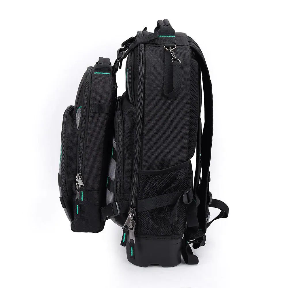 Commercial Electric 14.37 in. W 27 Total Pockets Black Fabric Electrical and HVAC Technician's Backpack with Pockets (1 Each)
