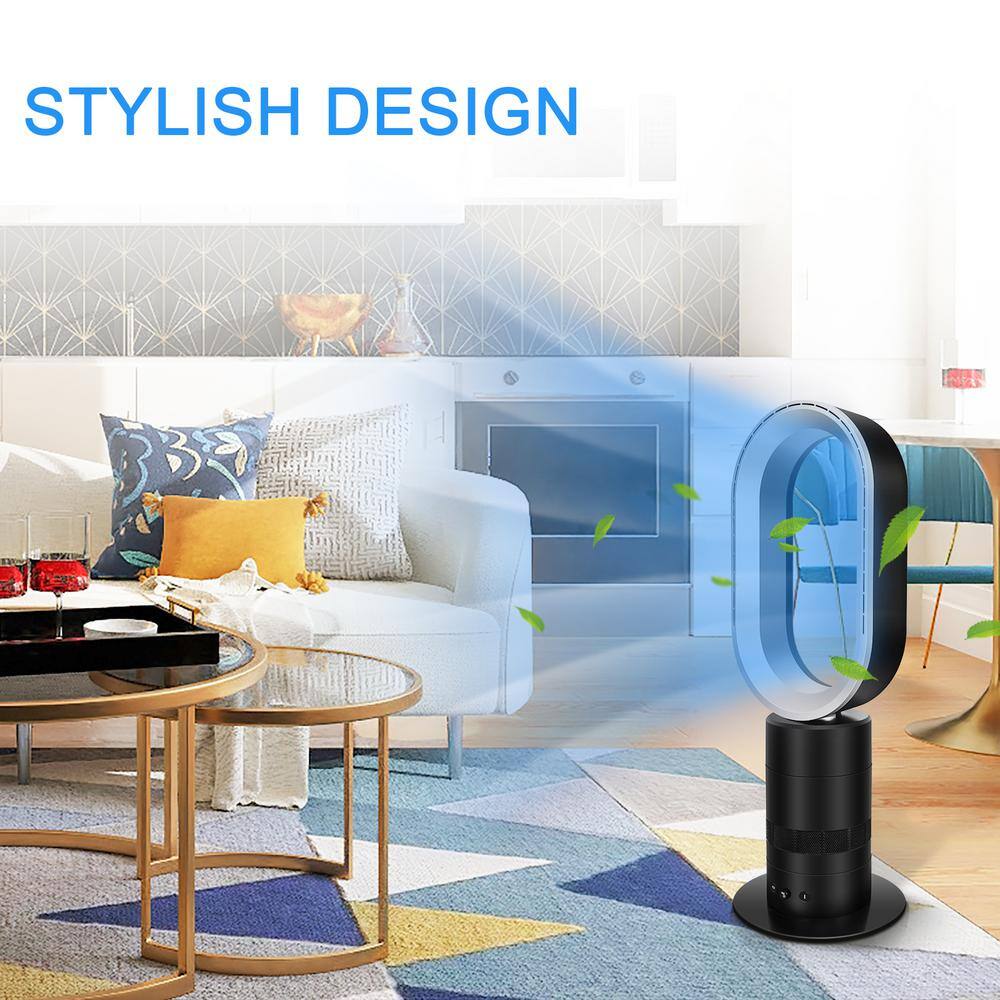None 27 in. Black Bladeless Tower Fan, Adjustable Speeds Settings Floor Fan, 90Â° Swivel, 30-90 min Timing Closure, Low Noise