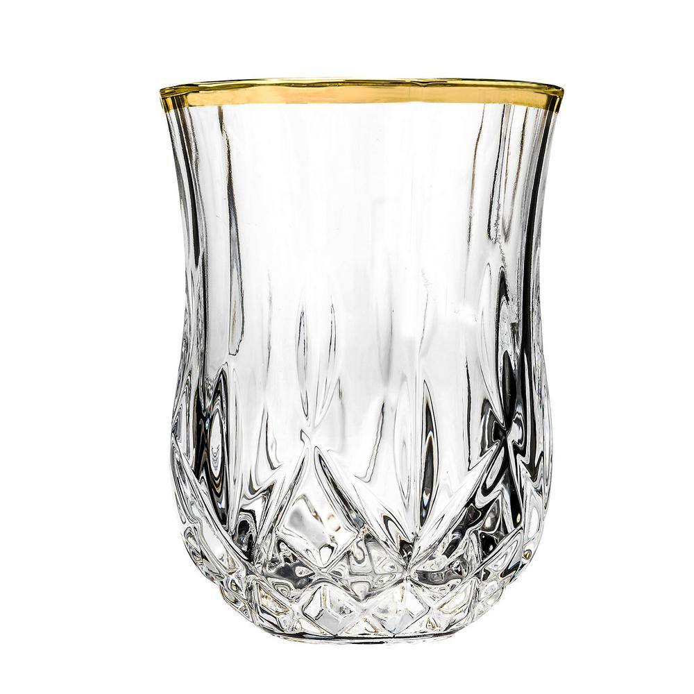 Lorren Home Trends Opera Gold Collection 2 fl. oz. Set of 6 Crystal Shot Glass with Gold Rim