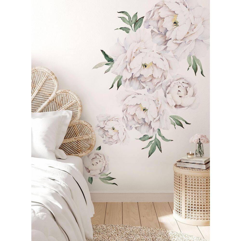 None Blushing Peonies Vinyl Wall Sticker Flowers Wall Mural (Set of 6)