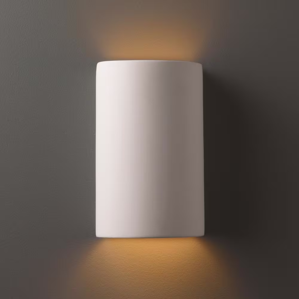 Justice Design Ambiance 1-Light Small Cylinder Bisque Wall Sconce