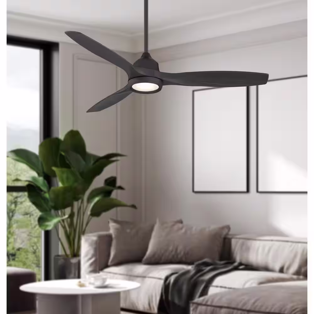 MINKA-AIRE Skyhawk 60 in. Integrated LED Indoor Black Ceiling Fan with Light with Remote Control