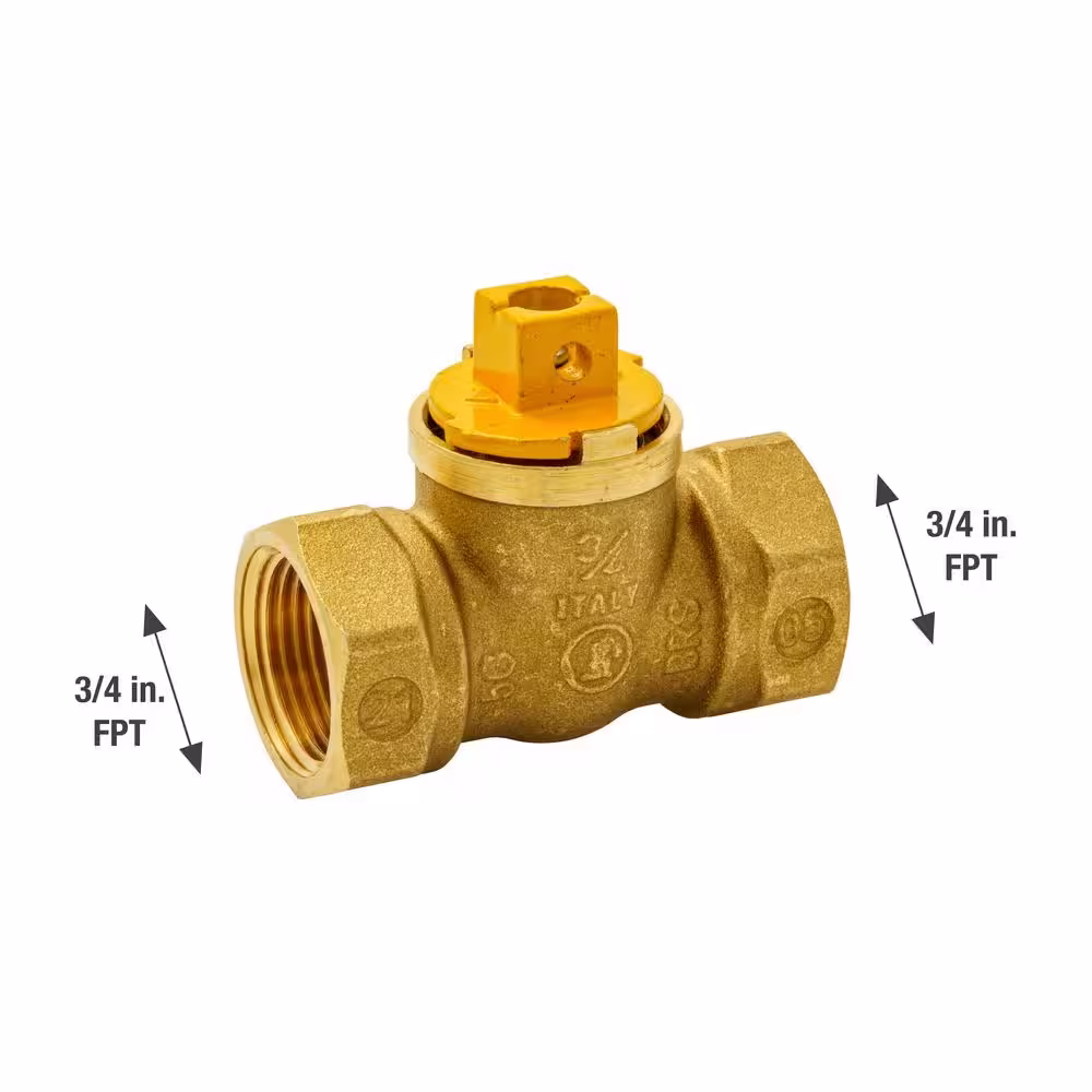 Everbilt 3/4 in. Brass Flat/Square Head-Handle FPT Body Gas Ball Valve (1-Piece)