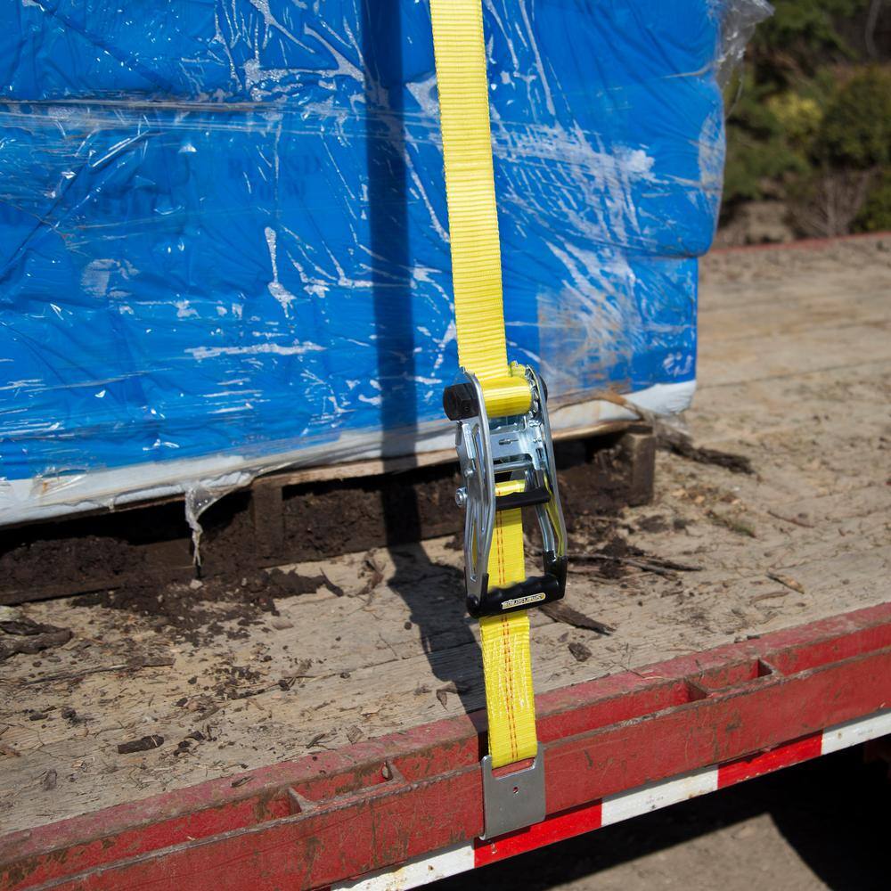 SmartStraps 2 in. x 27 ft. Yellow Commercial RatchetX Tie Down Strap w/ Flat Hooks with 3,333 lb. Safe Work Load - 1 pack