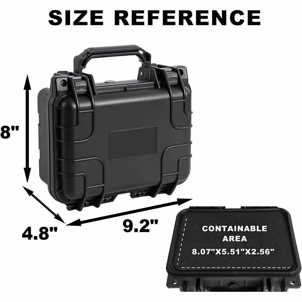 Big Red 9.2 in. L x 8 in. W x 4.8 in. H, Small Watertight Case with Foam in Black