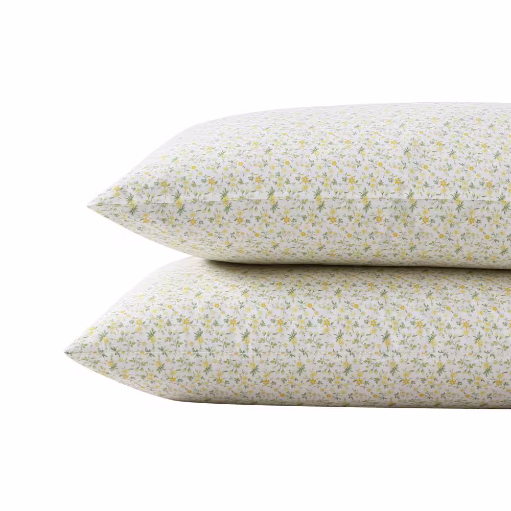 Laura Ashley Evie 2-Piece Yellow Cotton Standard Pillowcases