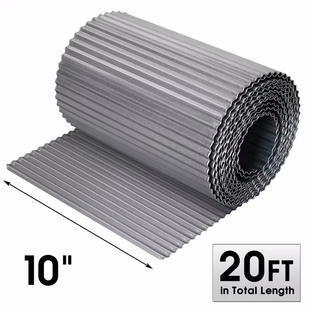 Worth Garden 20 ft. x 10 in. Galvanized Steel Landscape Lawn Corrugated Edging