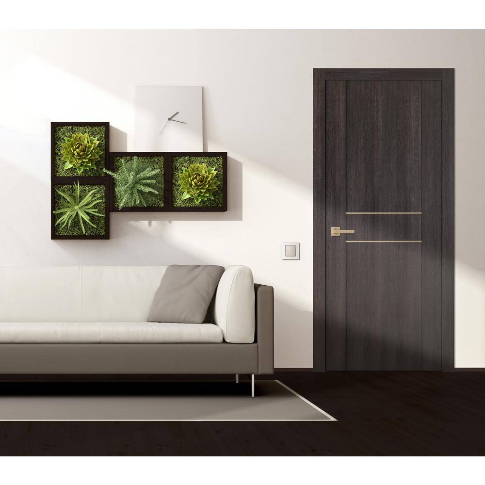 Belldinni Vona 01 2HN Gold 36 in. x 80 in. Right-Handed Solid Core Veralinga Oak Textured Wood Single Prehung Interior Door